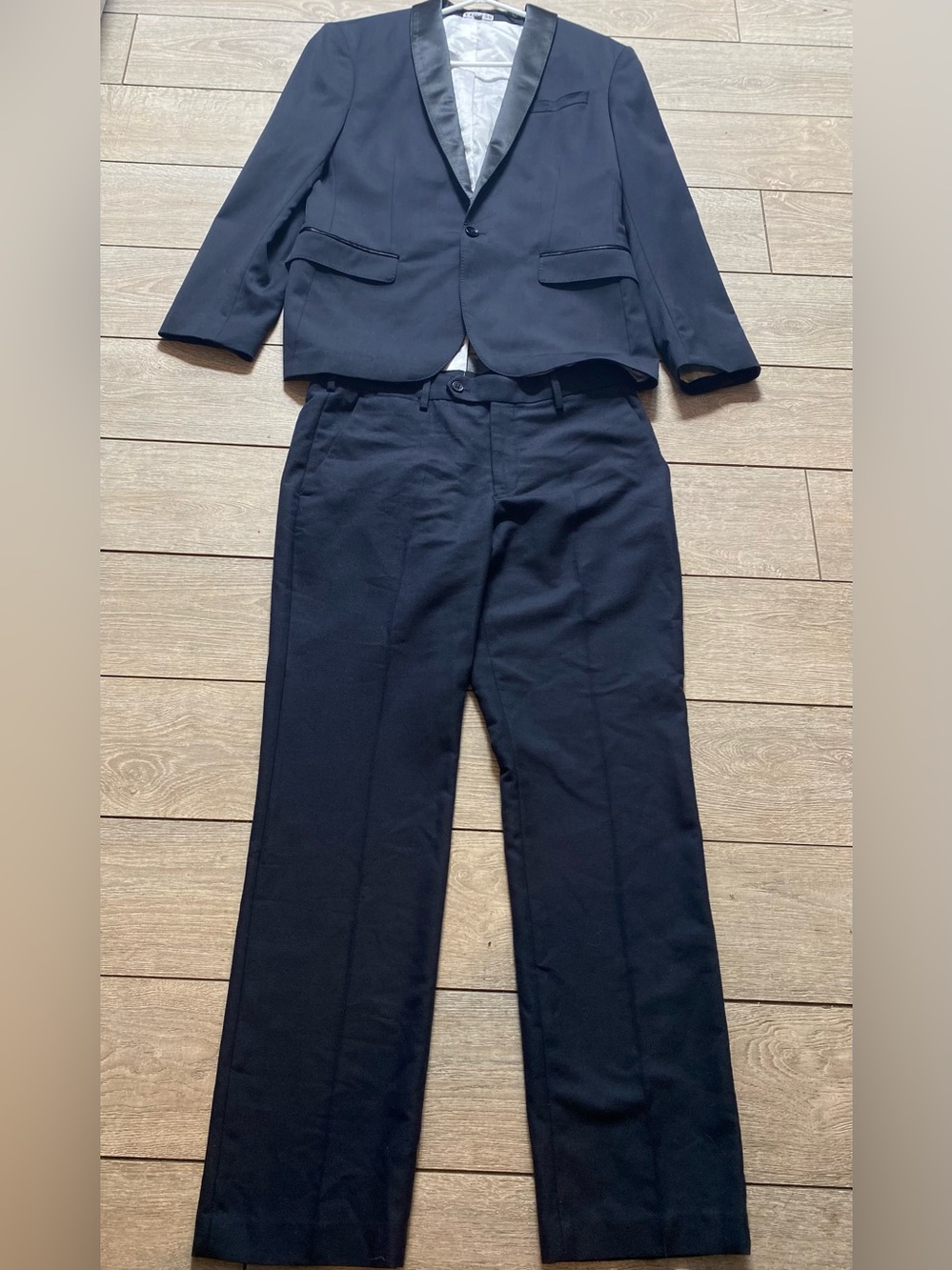 Express Photographer Suit Mens 38S 32x30 Blue Slim Fit Cotton Blend 2-Piece Set